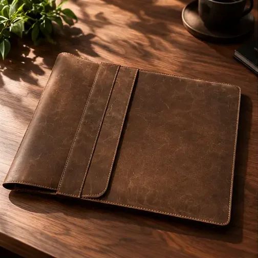 Brown sleeve on a desk